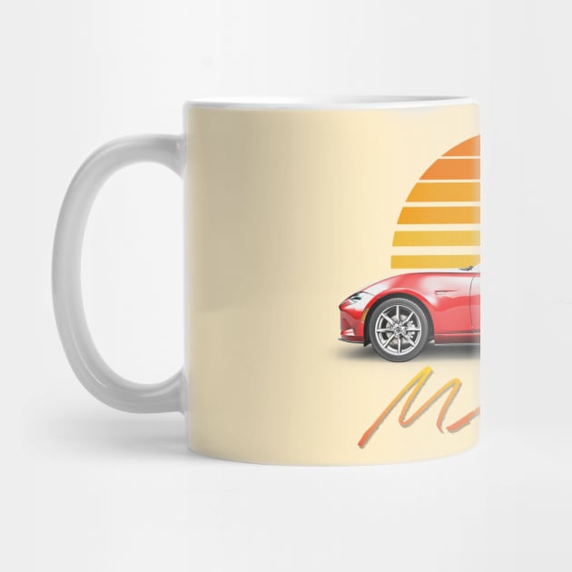 Mazda MX-5 (Red) / Retro Style Sunset Design by DankFutura